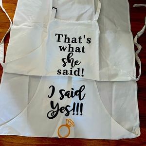 Husband and wife kitchen aprons